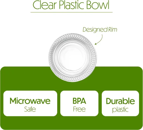 Vista 6 de PLASTICPRO Paquete de 40 tazones de plástico transparente de 5 onzas para sopa, duraderos, desechables, pequeños cuencos de plástico para fiestas