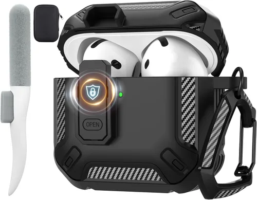 Vista 88 de Maxjoy Funda para AirPods Pro 3 2025, MagSafe compatible con bloqueo automático, funda protectora a prueba de golpes con soporte para teléfono