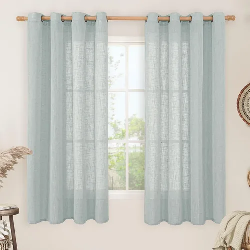 Vista 95 de LAMIT Cortinas de lino marrón caramelo para sala de estar, 84 pulgadas, de lino sintético, texturizado, filtrante de luz, paneles de privacidad