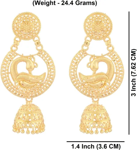 Vista 4 de Efulgenz Indian Bollywood Gold Tone Tassel Dangle Chandbali Wedding Bridal Earring Set Jewelry