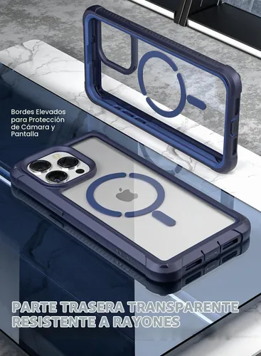 Vista 6 de Poetic Guardian MagPro - Funda para iPhone 15 Pro Max de 6.7 pulgadas, [compatible con MagSafe], [probada en caídas de grado militar de 20 pies] Azul