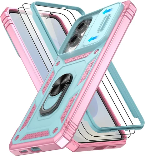 Vista 299 de Gritup Funda para Google Pixel 6 con cubierta deslizante para cámara y protector de pantalla (2 unidades), soporte de anillo giratorio 360°, funda