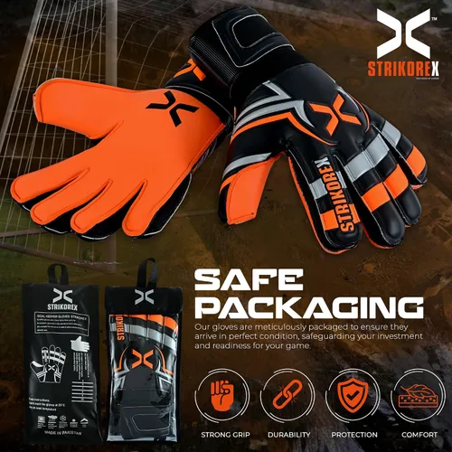 Vista 5 de Guantes de portero para niños y jóvenes con palma de látex de 0.157 in, agarre fuerte, guantes de fútbol para adultos y niños con dedos