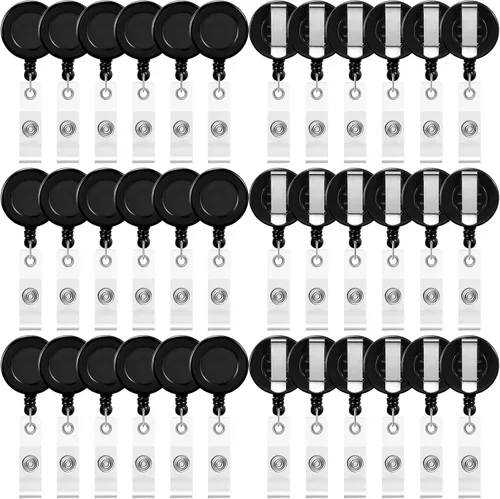 Vista 21 de Zonon 3 clips retráctiles para tarjetas de identificación con clip de cinturón de metal para colgar tarjetas, llaveros, soportes para tarjetas