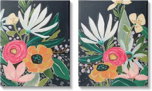 Vista 8 de Stupell Industries Placa de pared abstracta con diseño de flores tropicales extravagantes, diseño de June Erica Vess, 2 unidades, 10 x 15 cada uno