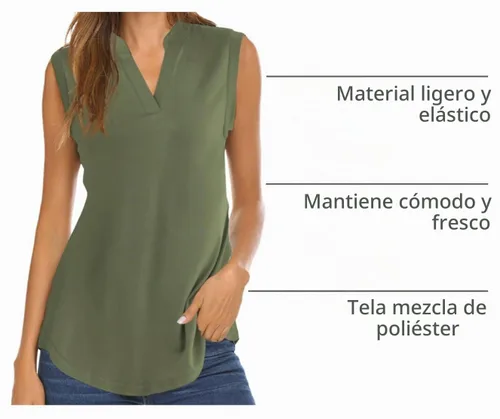 Vista 4 de Halife Women's Sleeveless Floral Print V Neck Tunic Tank Tops Blouse Shirts