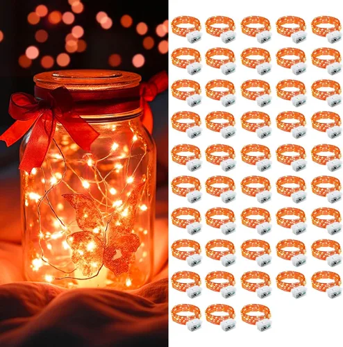Vista 14 de AIKEI Paquete de 12 luces LED de hadas que funcionan con pilas, guirnaldas de luces impermeables de 7 pies, 20 luces LED de luciérnagas estrelladas