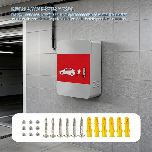 Vista 8 de POCHAR Protector de cubierta de cargador de vehículo eléctrico EV para Tesla Modelo Y Modelo 3- Conector de pared Estación de carga de acero EV