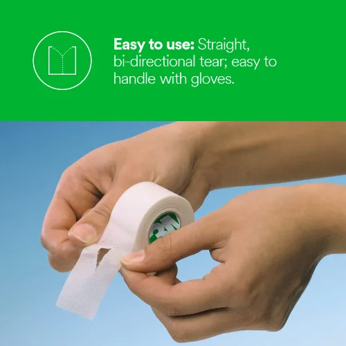 Vista 4 de 3M Transpore - Cinta médica resistente al agua, de plástico, color blanco, no estéril, 1 pulgada x 10 yardas, 12 rollos, 1 paquete No estéril