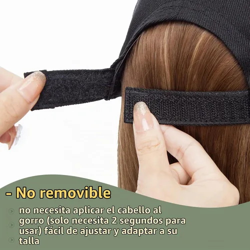 Vista 3 de S-noilite Peluca de gorra de béisbol de 6 pulgadas con peinado Bob y extensiones de cabello, gorra de béisbol recta ajustable para mujer