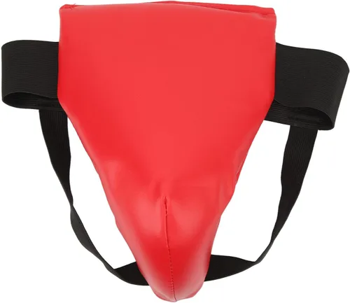 Vista 3 de Protector de ingle de boxeo, protector de entrepierna de boxeo rojo ajustable para artes marciales para niños y jóvenes (M)