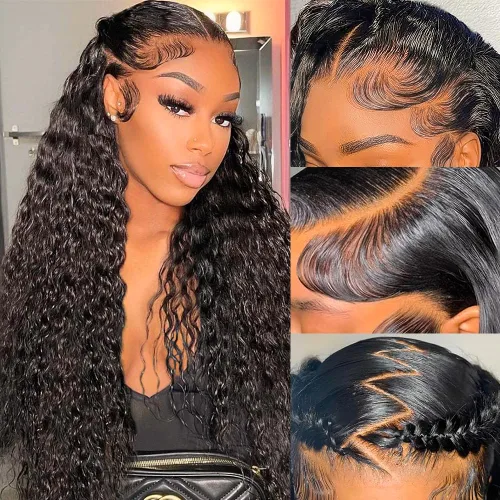 Vista 7 de Pelucas de cabello humano con encaje frontal de 13 x 4 pulgadas con cabello de bebé para mujeres negras, densidad del 220 %, pelucas de encaje 220%