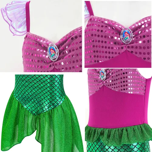 Vista 5 de Avady Disfraz de princesa para niñas, disfraz de princesa con accesorios