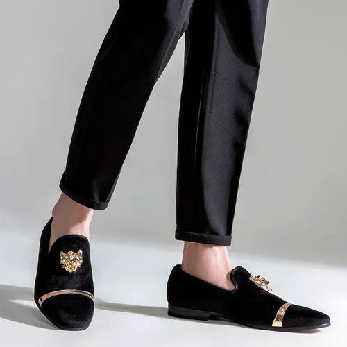 Vista 6 de Jousen Mocasines de terciopelo para hombre, zapatos de vestir, suaves, vintage, de lujo, para boda, fiesta, baile de graduación para hombres