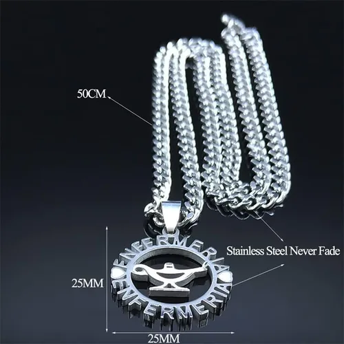 Vista 6 de Fashion Necklace 2022 Stainless Steel ENFERMERIA Balance Chain Necklaces WomenMen Silver Color Allah's Lamp Necklaces Jewelry Necklace