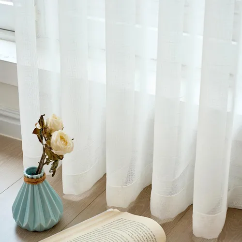 Vista 7 de Cortinas de lino plisadas color blanco hueso de 94 pulgadas, 2 paneles
