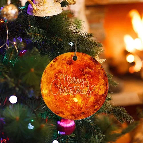 Vista 3 de Cheyan Divertido planeta galáctico cósmico adorno de porcelana de Navidad decoraciones para el hogar colgantes de Navidad Galaxy educativo árbol