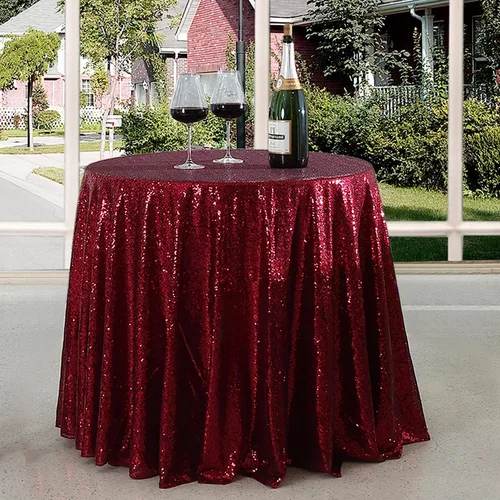 Vista 42 de Manteles redondos de lentejuelas negros para fiestas, de 121,9 cm, mantel redondo de purpurina ajustado, pequeño, lindo y dulce, para boda