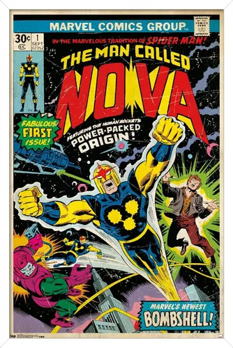 Vista 14 de Trends International Marvel Comics Nova - Póster de pared con portada #1, 14.725 x 22.375 pulgadas, versión enmarcada de madera de granero