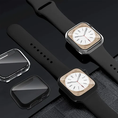 Vista 7 de Paquete de 2 fundas para Apple Watch 40mm SE Series 6/5/4/SE 2ª generación con protector de pantalla de vidrio templado, funda protectora completa