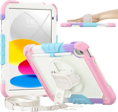 Vista 17 de Timecity - Funda para iPad de 9ª/8ª/7ª generación, de 10.2 pulgadas, funda protectora resistente con protector de pantalla, soporte giratorio Negro