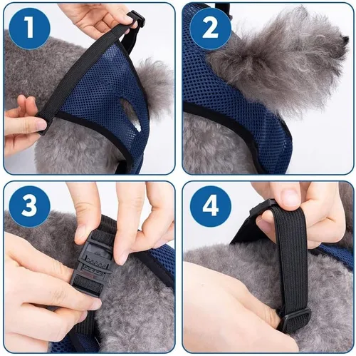 Vista 5 de Pañales grandes lavables para perras, bandas transpirables y ajustables para el vientre para el hogar (negro y azul, L)