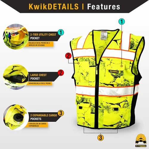 Vista 4 de KwikSafety UNCLE WILLY'S WALL Safety Vest Class 2 ANSI OSHA Hi Vis Vest