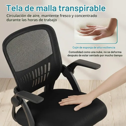 Vista 6 de OLIXIS Silla ergonómica de escritorio de oficina, silla ejecutiva de Negro