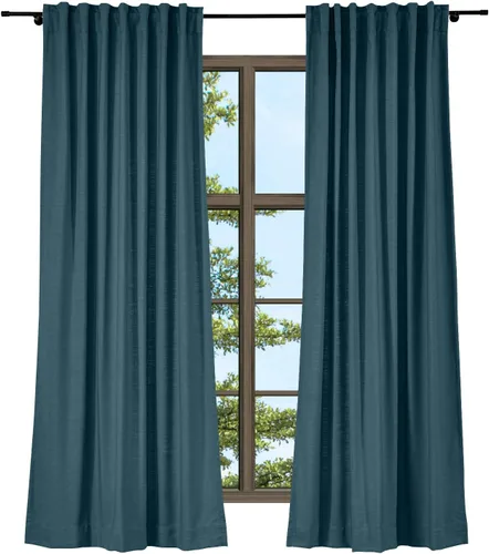 Vista 20 de TWOPAGES Cortina de lino beige sólido de algodón con pestaña trasera, elegante cortina natural para cocina (1 panel, 50 x 63 pulgadas)