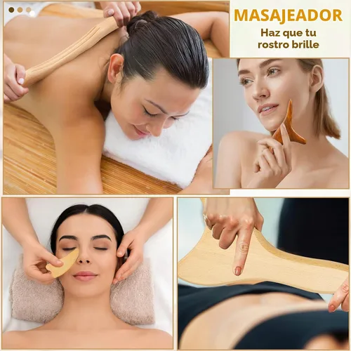 Vista 6 de Amylove Kit de maderoterapia 21 en 1, herramientas de masaje de terapia de madera, herramientas de terapia para esculpir el cuerpo, alivio del dolor