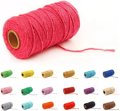 Vista 26 de Cordón de macramé de algodón 2 mm x 109 yardas, cuerda de algodón colorida para manualidades DIY, ganchos de plantas (Beige)