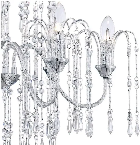 Vista 9 de Vienna Full Spectrum Lámpara de araña cromada plateada de 29 pulgadas de ancho, brazo curvado de cristal transparente, 6 lámparas, comedor, casa