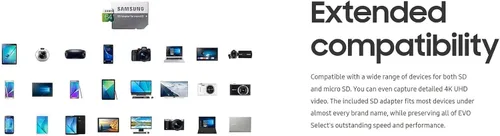 Vista 7 de Samsung 64 GB, 100 MB/s (U3) MicroSD EVO Select Tarjeta de memoria con adaptador (MB-ME64GA/AM)