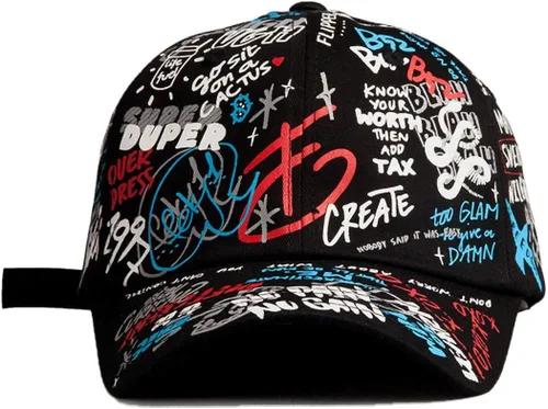Vista 3 de Flipper Diseñador Graffiti Doodle Gorra de béisbol de algodón para hombres y mujeres, sombrero Kpop con borde curvo, ajustable