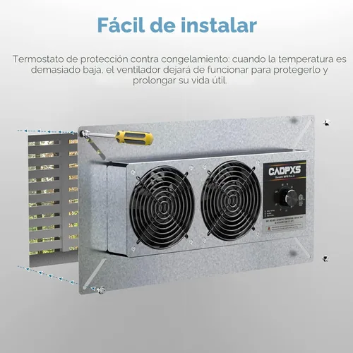 Vista 4 de CADPXS Ventilador para Espacios Reducidos, Ventilador con Estatuto de Humedad, Desumidificador y Termostato de Protección contra Congelamiento
