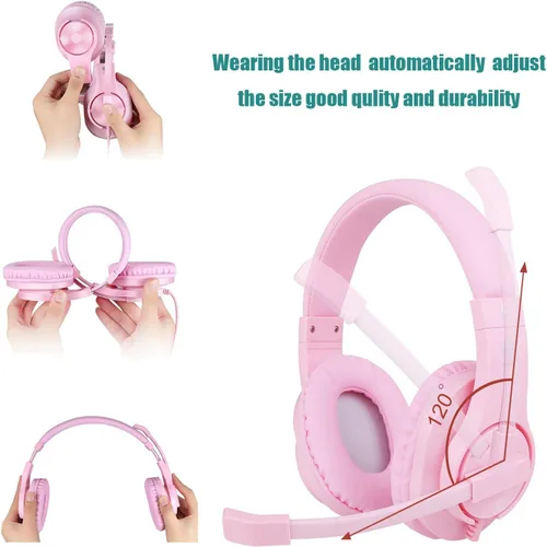 Vista 2 de Meedasy Auriculares para juegos sobre la oreja para niños y adultos, para Xbox One, estéreo envolvente de graves, auriculares para juegos PS4