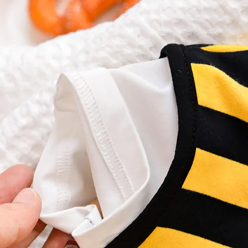 Vista 2 de TBUIALL Body unisex para bebé, niños y niñas, chaleco a rayas, body de manga corta, cuello redondo, súper suave, mameluco de algodón de 3 a