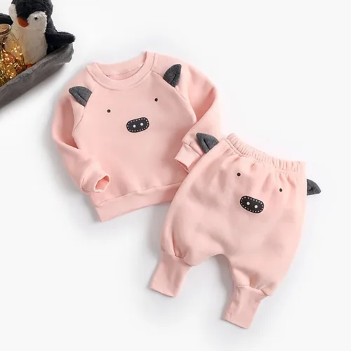Vista 3 de TBUIALL Conjunto de sudadera de manga larga con diseño de animales de dibujos animados, blusa, pantalones cálidos, para niños y niñas