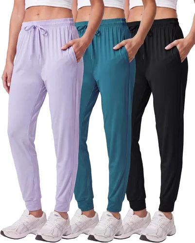 Vista 12 de Paquete de 3 pantalones deportivos de ajuste seco para mujer, con bolsillos para descansar Conjunto 1