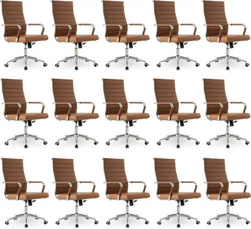 Vista 13 de Okeysen Office Desk Chair, Ergonomic Leather Modern Conference Room Chairs, Executive Ribbed Height Adjustable Swivel Rolling Chair for Home Office