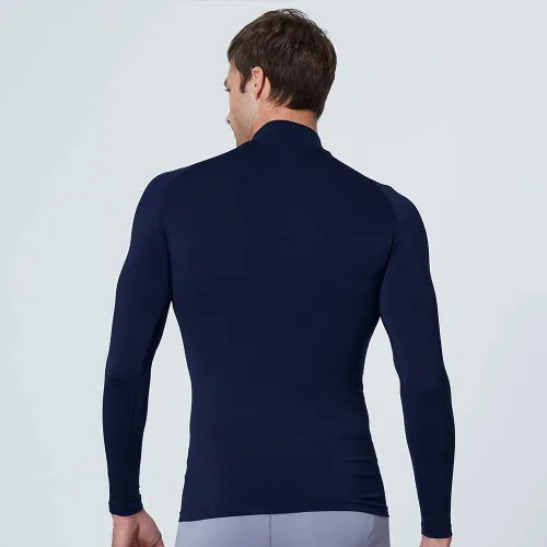 Vista 2 de EXIO EX-T02 - Camiseta de compresión de cuello alto y manga larga para hombre, con sistema de capa base Ext02-nv