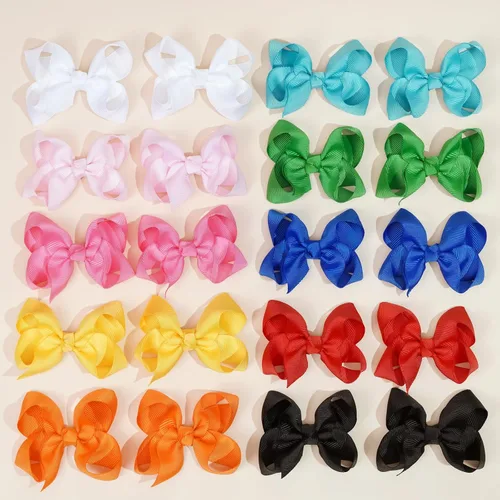 Vista 8 de 20 PIEZAS Lazos para el Cabello de 3 Pulgadas para Niñas Cinta de Grogrén Accesorios para el Cabello de Niñas Pequeñas con Pinzas de Cocodrilo