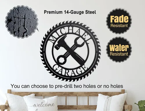 Vista 4 de Letreros de garaje personalizados para hombres, letreros de garaje para marido, regalo personalizado, taller, monograma para hombre, decoración