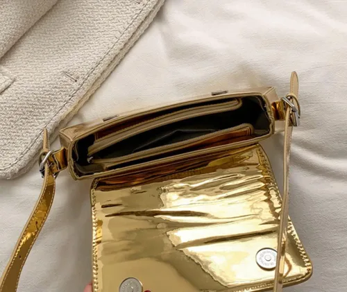 Vista 6 de Bolso de noche para mujer, bolso de mano Y2k, plateado brillante, bolso de mano, bolso de fiesta, lindo bolso metálico