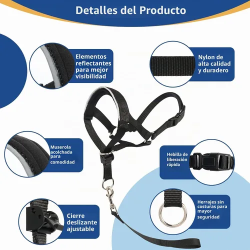 Vista 5 de BARKLESS Collar de cabeza para perros, sin tirones de la cabeza para perros grandes, medianos y pequeños, para perros con correa de seguridad