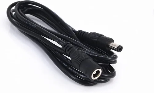 Vista 4 de Paquete de 2 unidades de cable de extensión de enchufe CC negro de 0.217 in x 0.098 in, cable de extensión de CC, conector macho de 0.217 in x 0.098