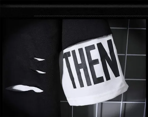 Vista 4 de DUDHUH Sudadera con capucha para hombre con estampado de letras, estilo Techwear casual, hip-hop