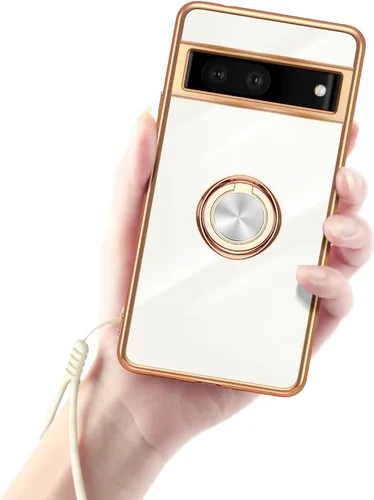 Vista 13 de Funda para Google Pixel 7 Pro para mujer, galvanoplastia, borde dorado, elegancia de lujo, parte inferior de un solo color, cubierta de protección