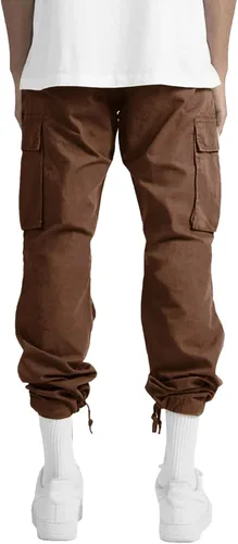 Vista 4 de THWEI Pantalones cargo para hombre, pantalones deportivos casuales de algodón, holgados, rectos