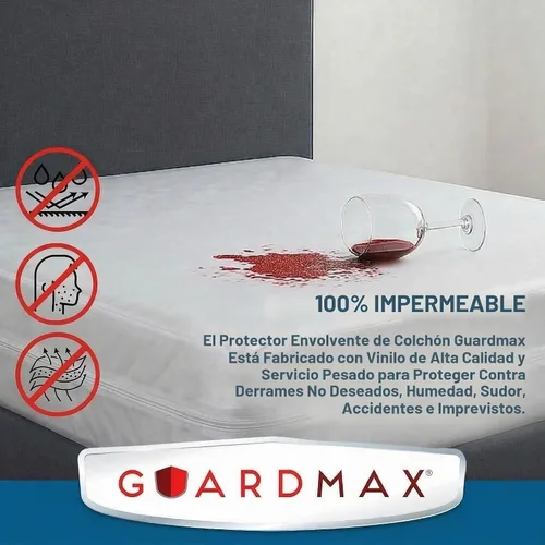 Vista 4 de Guardmax Funda de colchón de vinilo resistente con cremallera tamaño individual, protector de colchón impermeable y transpirable, ropa de cama